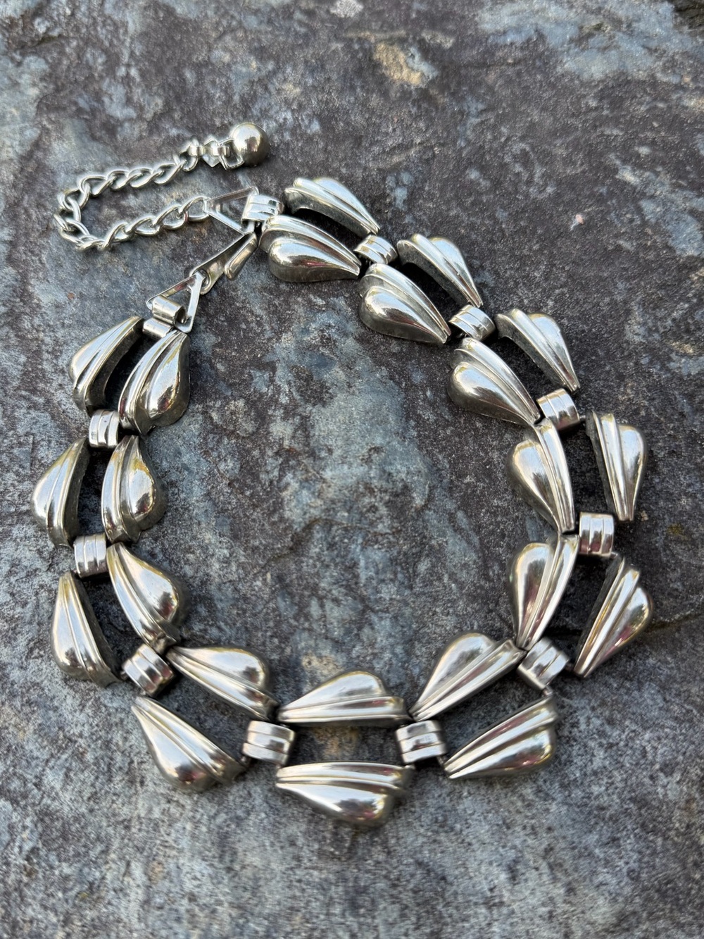 Vintage Silver Short Choker Goth Chain Link Necklace